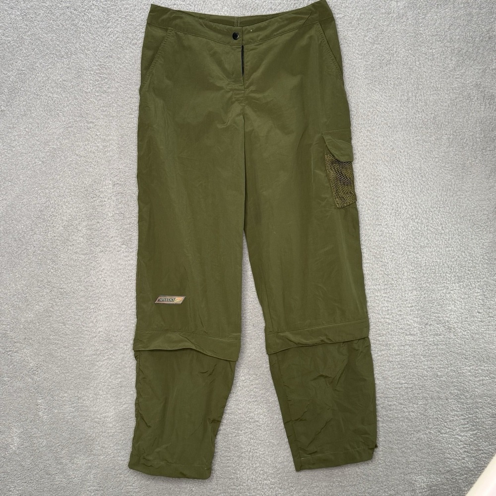 Vtg Speedo Authentic Fitness Hiking Pants Womens M Green Nylon Pants Made in USA